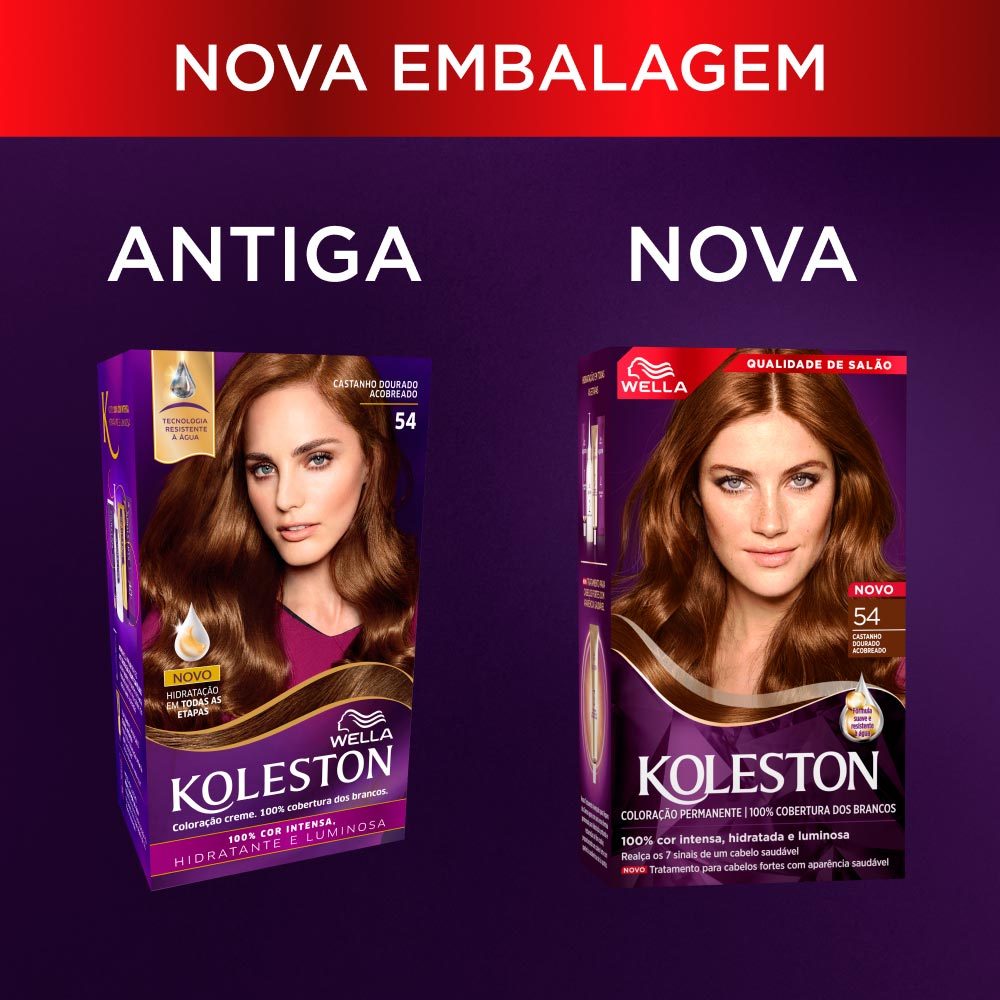 Tinta de Cabelo Koleston Castanho Dourado Acobreado 54 em Oferta na Shopee