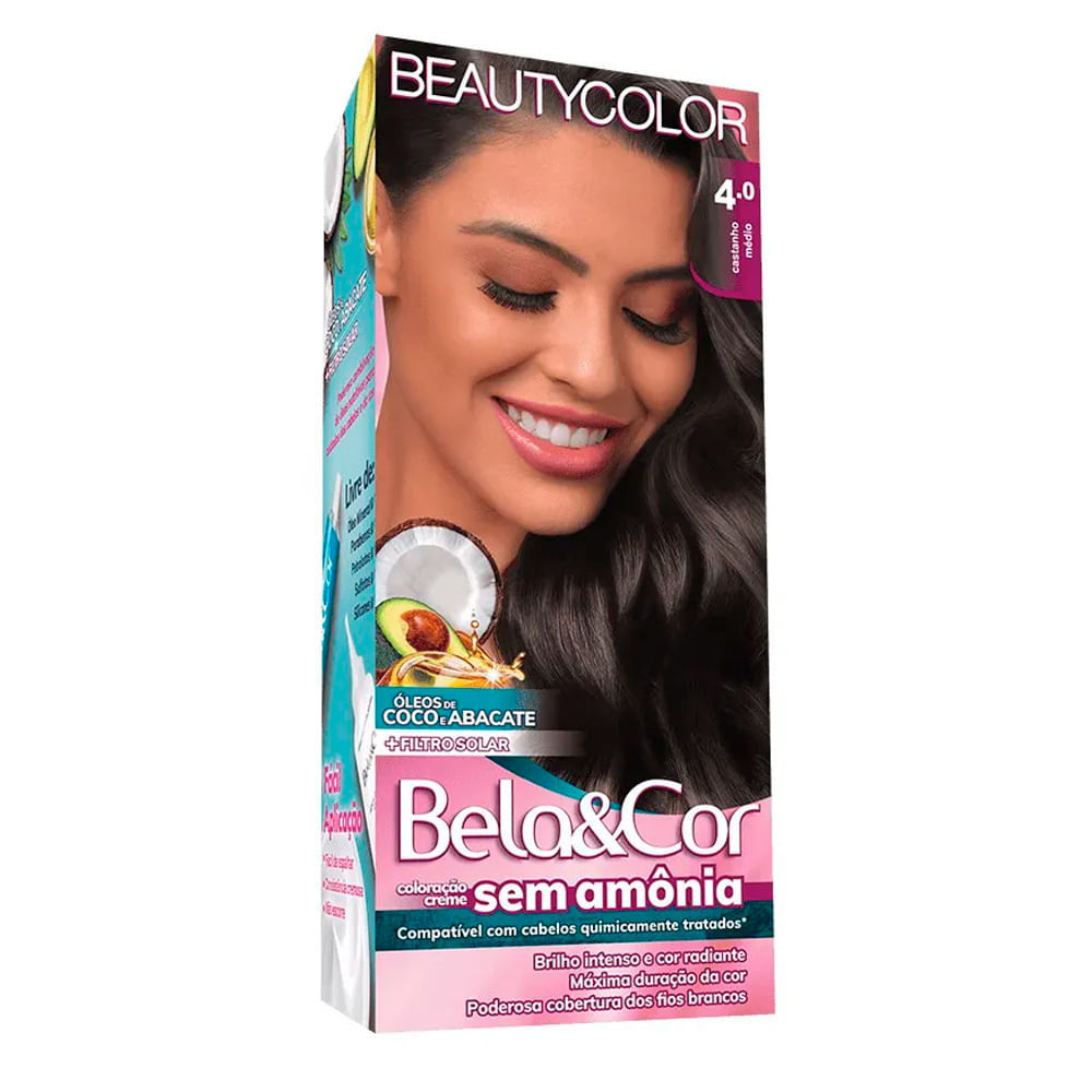 Tintura Bela e Cor Sem Amônia 4.0 Castanho Médio em Oferta na Shopee