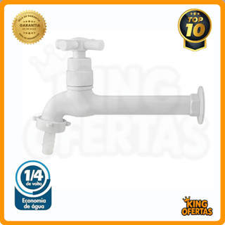 Torneira Branca "Retrô" para Pia / Tanque ou Jardim com Bico p/ Mangueira em ABS em Oferta na Shopee