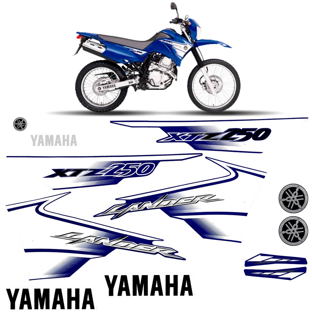 Kit Faixa Cartela Adesivos Completo Carenagem Compatível Com Moto Yamaha Xtz 250 Lander Azul 2007