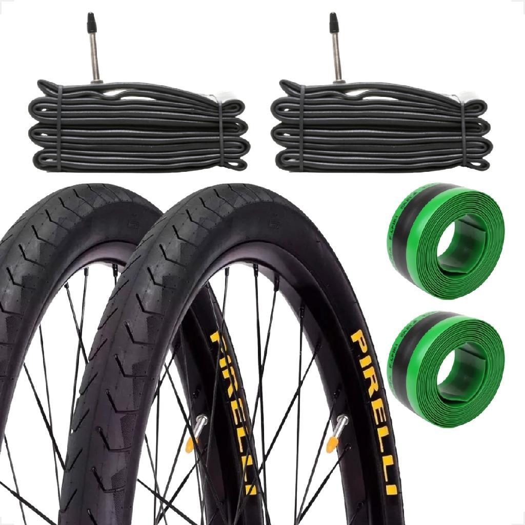 Par Pneu Bicicleta Pirelli Phantom Street Aro 29 700x38 + Par Camara bico fino 48mm + Fita antifuro