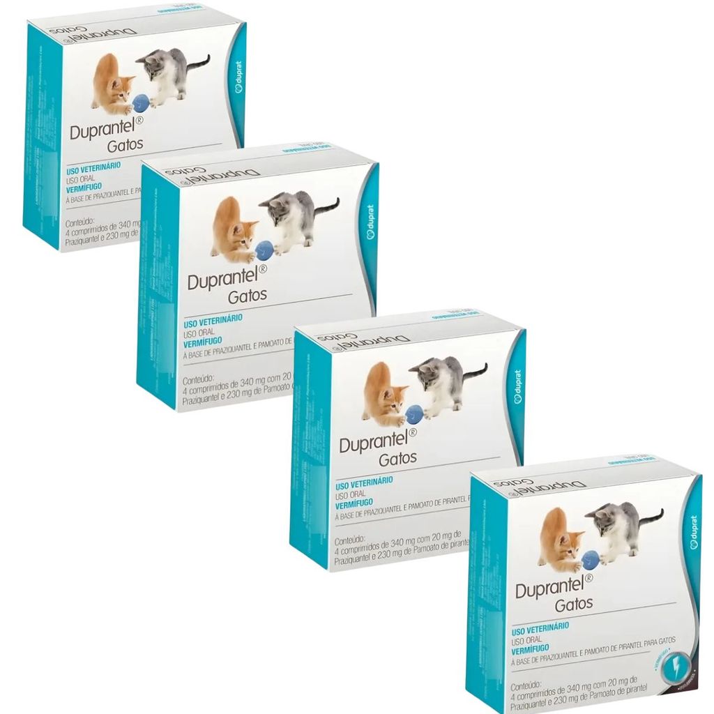 Kit 04 Duprantel Gatos C/4 Comprimidos Vermifugo