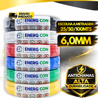 Fio Flexivel Cabo 6,0mm² - 25, 50, 100m em Oferta na Shopee