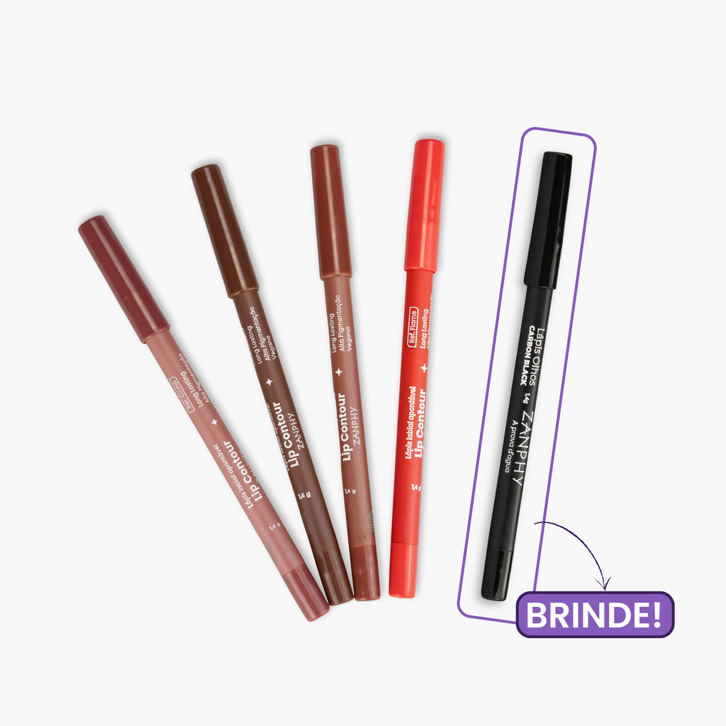 Kit Lápis Zanphy Para Lábios e Olhos Delineador Labial e Olhos Alta Fixação Maquiagem