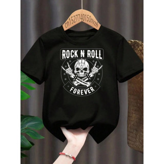 Camiseta Camisa Infantil Juvenil Unissex Rock In Roll Caveira  Forever Dedo % ̃