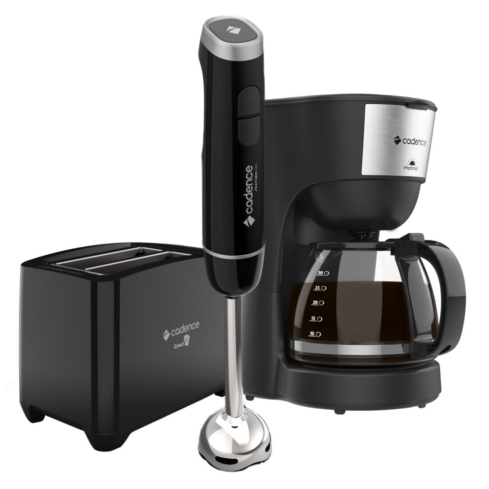 Kit Trio Black Cadence - Cafeteira - Mixer Inox - Torradeira em Oferta na Shopee