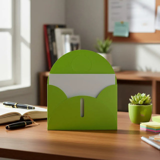 Envelope Visita Verde Neon 11,5x7,5Cm Coração + Cartão 50 Unidades