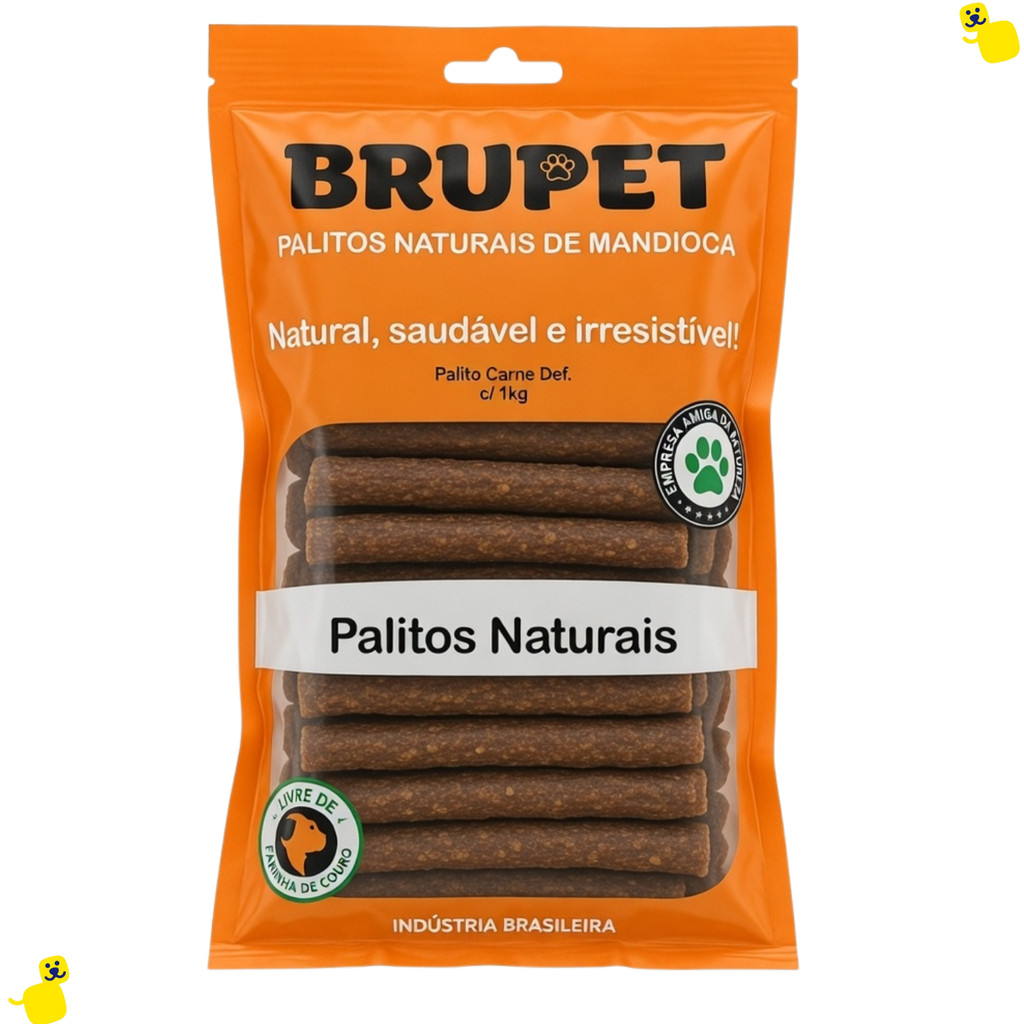 Petisco para Cachorro Palito Brupet Natural Carne Defumada 1kg Petisco Saudável para Cachorro Pet