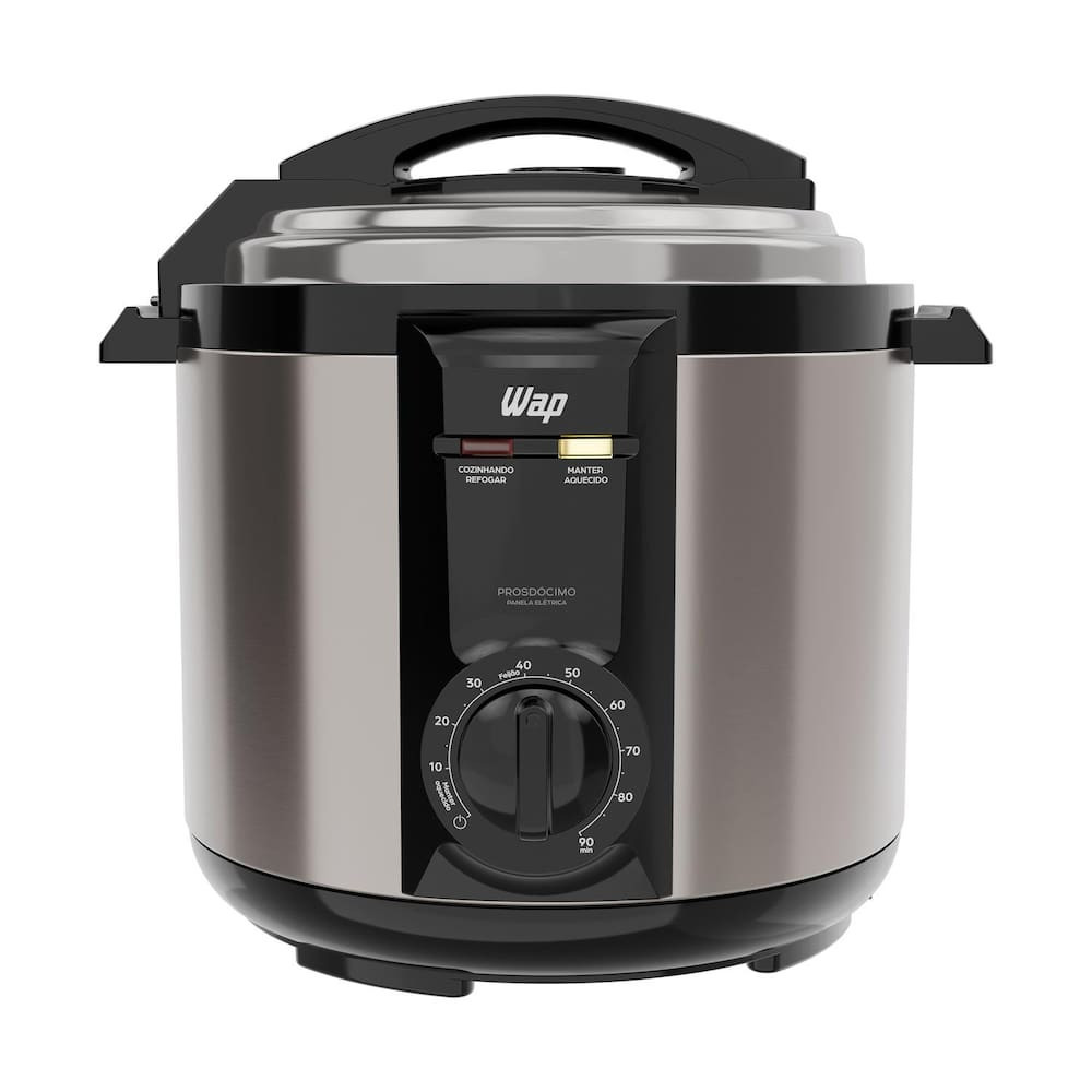 Panela de Pressão Elétrica Wap WPPE2 5L 900W Revestimento Antiaderente Gray Stone Timer Inox
