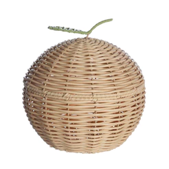cesto organizador redondo 22cm com tampa maçã textura palha rattan - Oikos