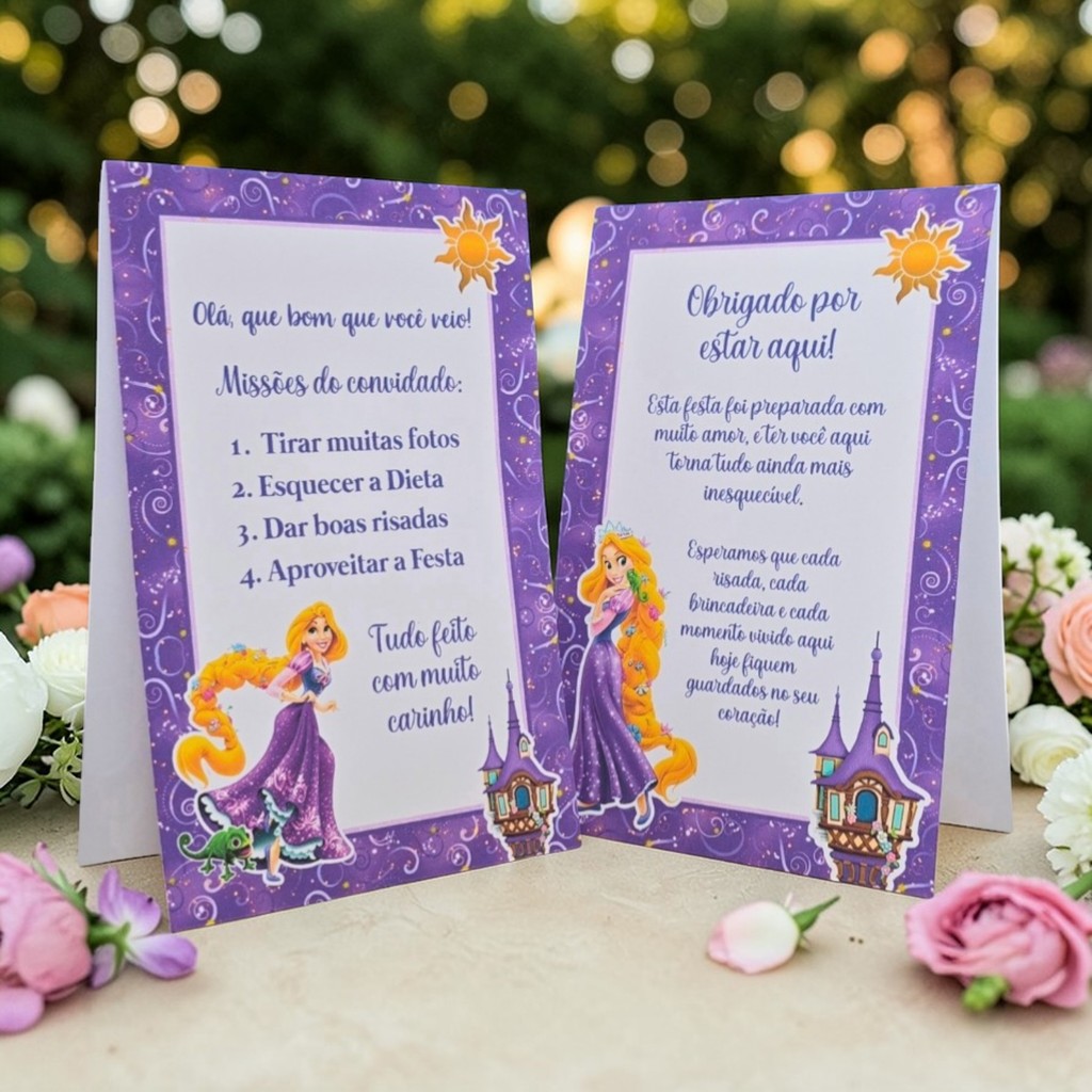 Até 30 Plaquinhas de mesa princesa RAPUNZEL - Centro de mesa Lembrancinha de festa infantil