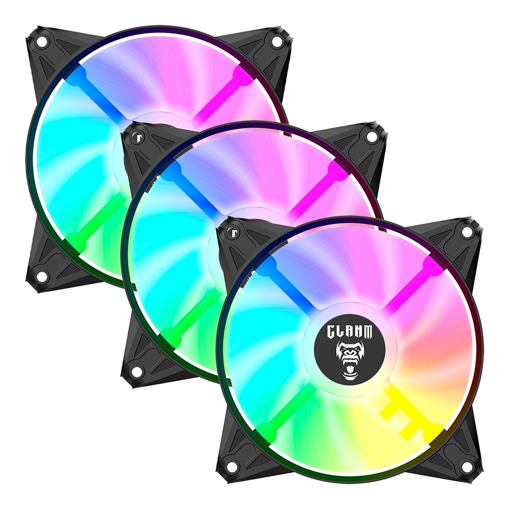 Kit 3 Cooler Fan ARGB Ventoinha para Gabinete Eurus 6pin 12V Preto PC Clanm Gamer