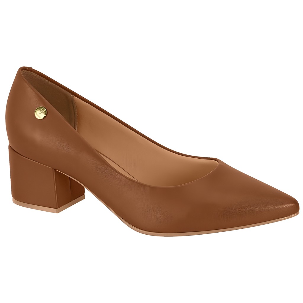 Scarpin Sapato Vizzano Preto Bege Mocca Salto Grosso 1220.315.7286.  Macio Feminina Tam 34 ao 40