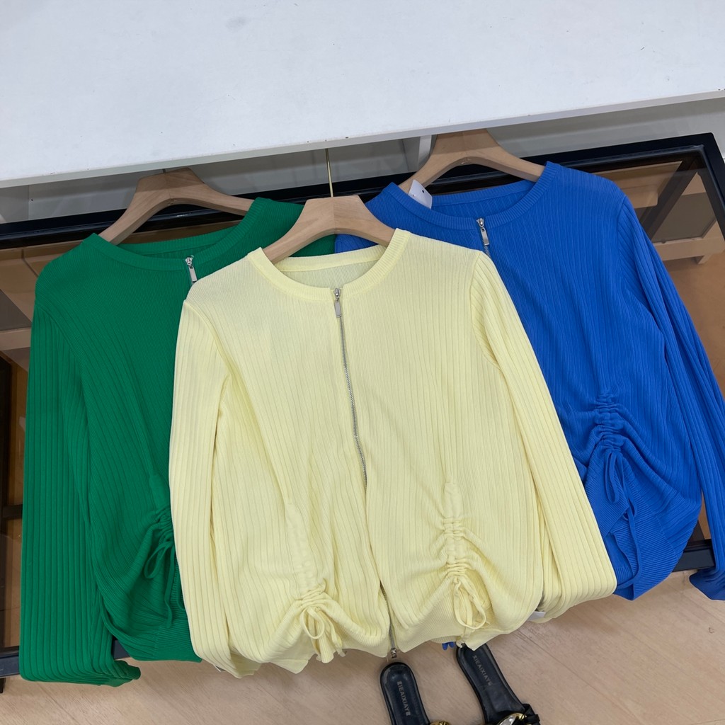 Primavera Festival entrega cor sólida em torno do pescoço de malha cardigan feminino Design Irregular solto Casual All-M