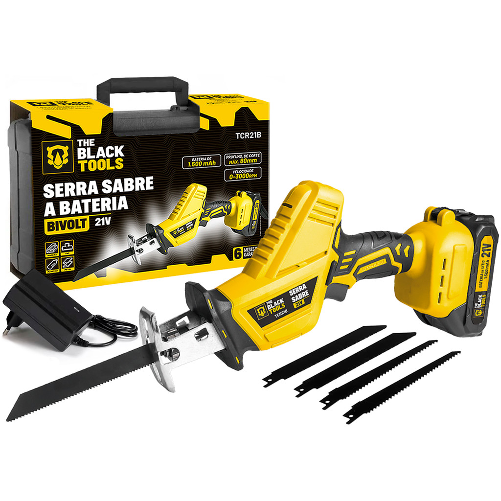 Serra Sabre Elétrica Bateria 21v Profissional Portatil 3000rpm Bivolt The Black Tools em Oferta na Shopee