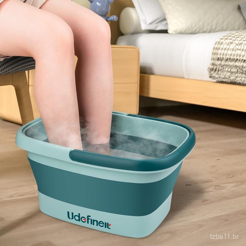 Bacia para Banho de Pés Udefineit, Dobrável e Portátil, com Pontos de Massagem para Spa de Pés, 15L/4 Galões, Balde de I