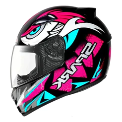 Capacete Spark Dragon Preto Cores Rosa E Azul Tifany
