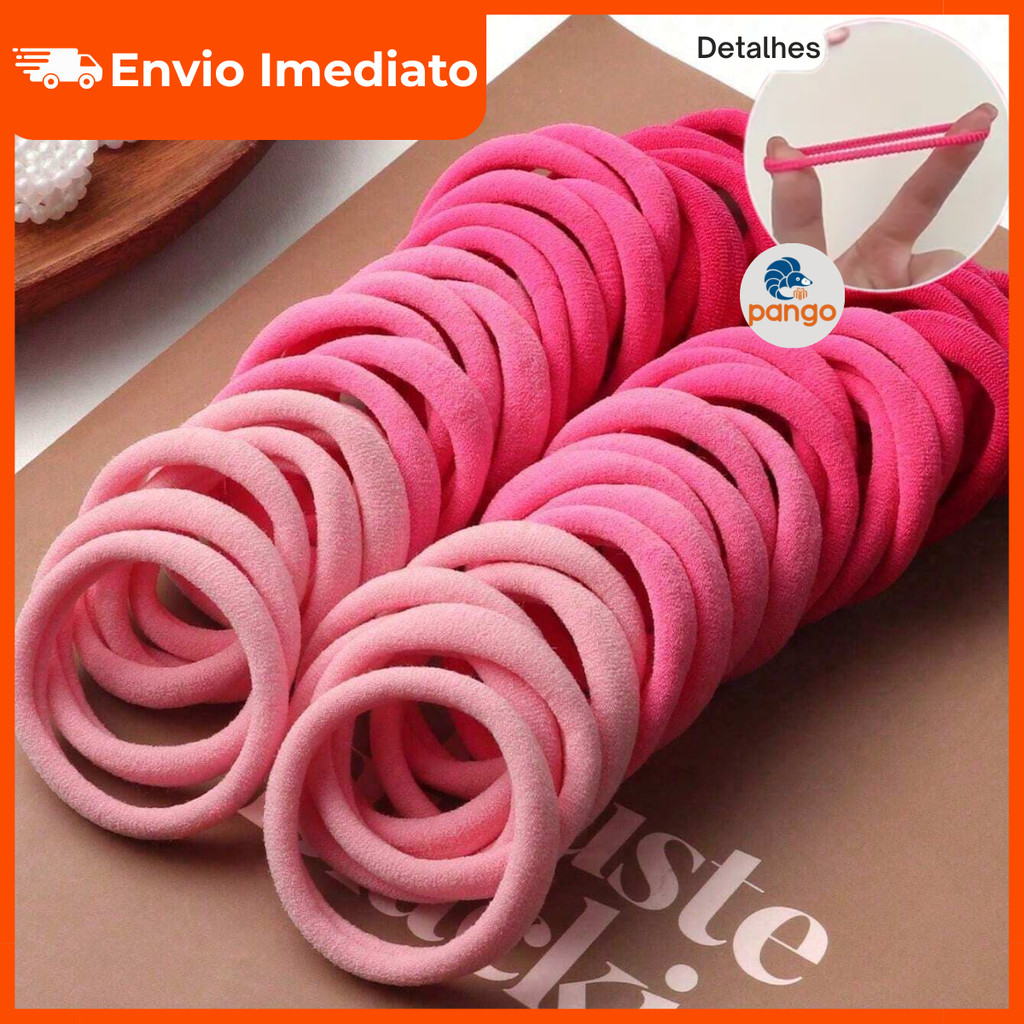 Kit 100/50 Xuxinhas Rosa Pink - lembrancinha Trend Premium Meia de Seda Mini Rabicó Elástico Cabelo em Oferta na Shopee