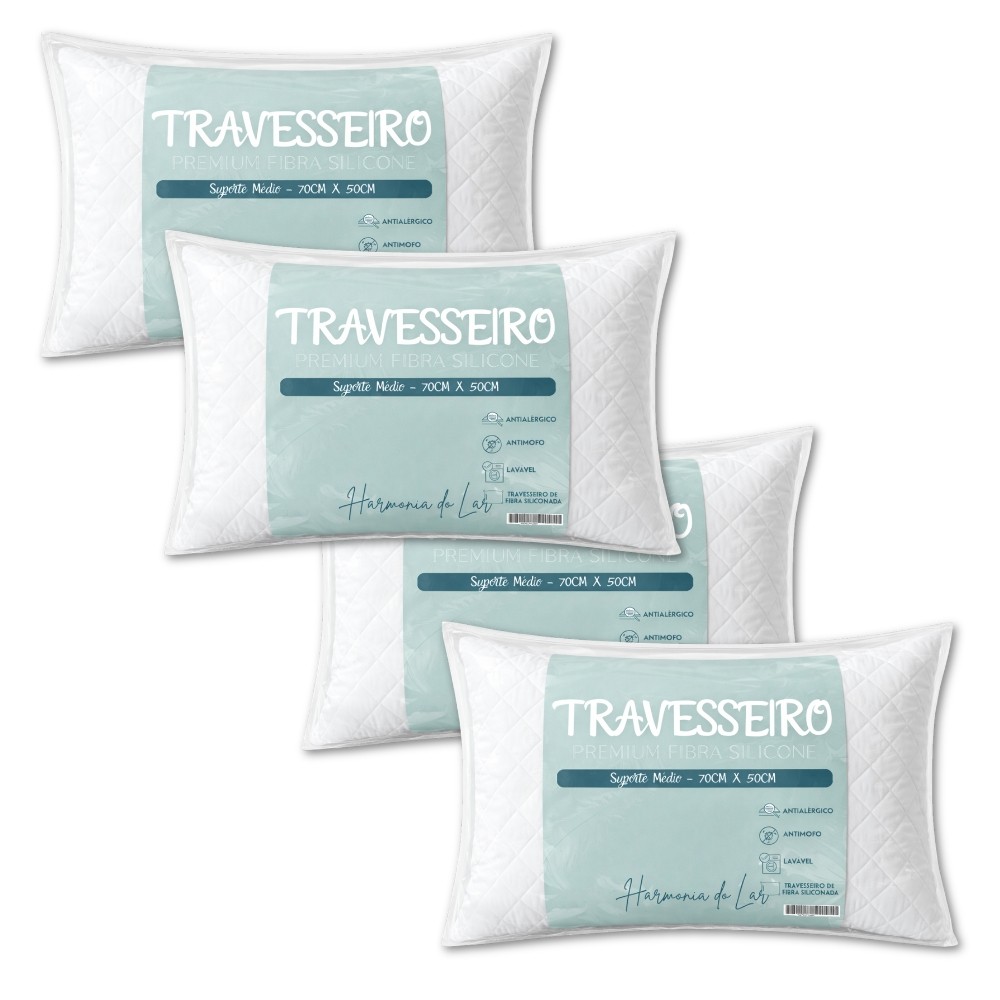 Kit 4 / 6 / 8 / 10 Travesseiro Com Fronha Matelado 400 Fios Enchimento Fibra de Silicone Perfil Médio