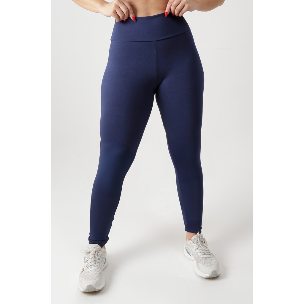 Calça Legging Academia Feminina Suplex Cintura Alta Compressão Zero Transparência Fitness Cós Alto Costura Reforçada