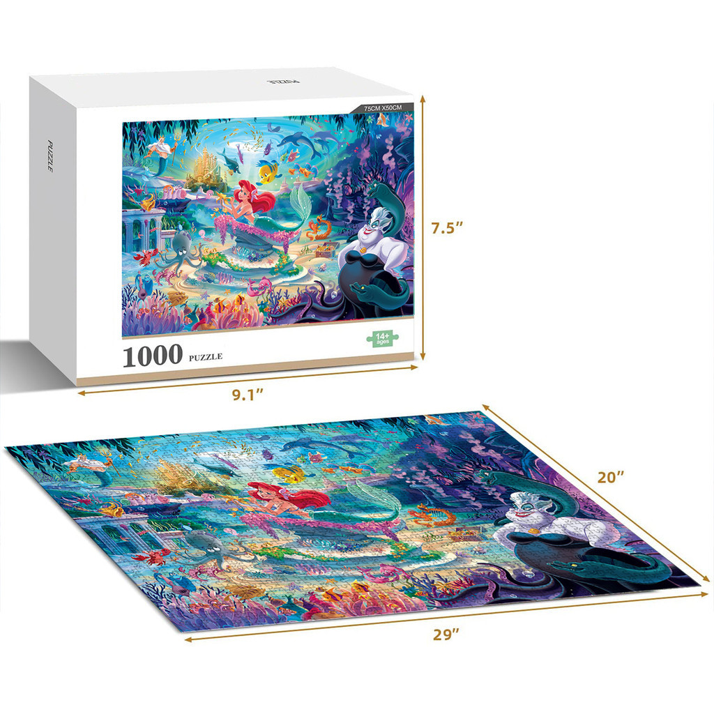 Novo A Pequena Sereia Disney Princesa Filme 300 500 1000 Peças Quebra-Cabeça Decoração Para Casa Jogo Presente W
