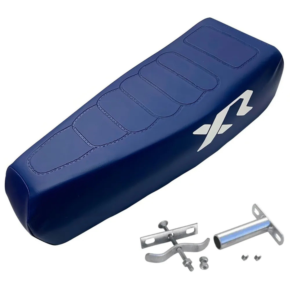 Banco Selim Bikelete Mobilete Bicicleta Bmx Caloi Xr Macio E ResistenteAzul Ranchero + Presilha + Canote 48 Cm 16 Cm