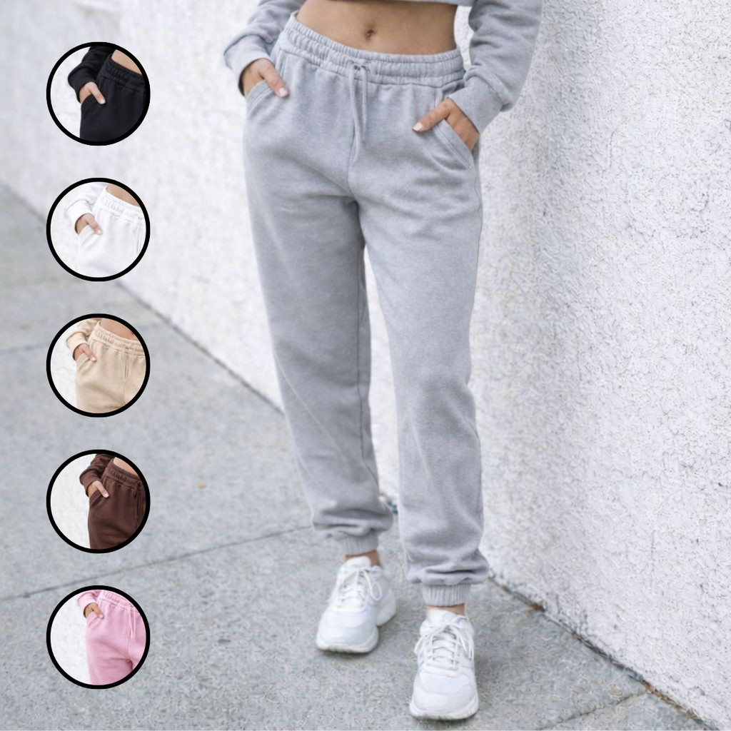 Calça Moletom Feminina Lisa Sem estampa Conforto e Estilo Tecido Grosso Quentinho