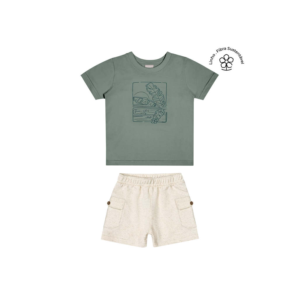 Conjunto Infantil Menino Tropical Puff Colorittá Verde em Oferta na Shopee
