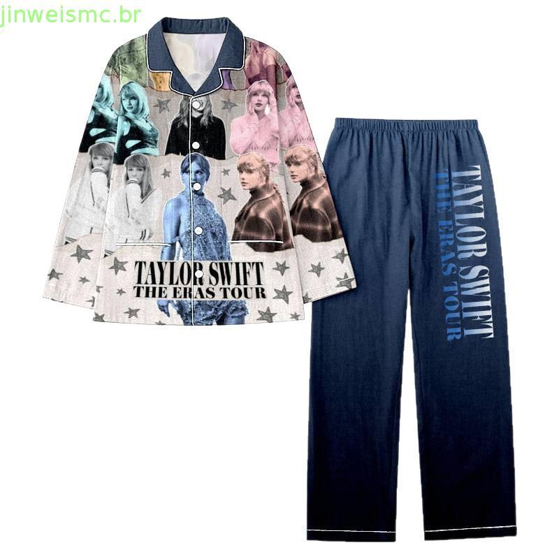 Conjunto De Pijama De Natal Taylor Swift Plus Size Vintage Fashion The Eras Tour Print Duas Peças Para Homens E Mulheres