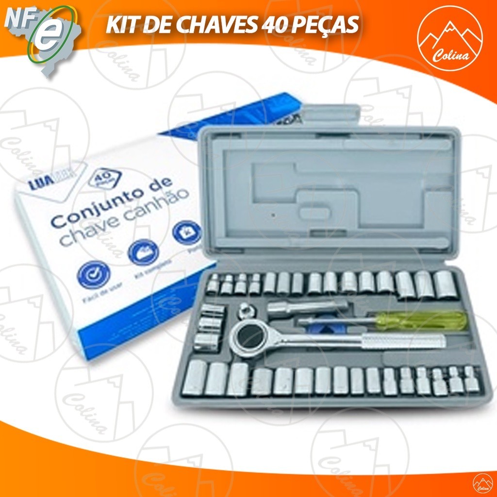 Kit Conjunto de Chaves Catraca Cachimbo Canhão Soquete Catraca Torque 40 peças com Chave de Vela 21m Salte Oficial