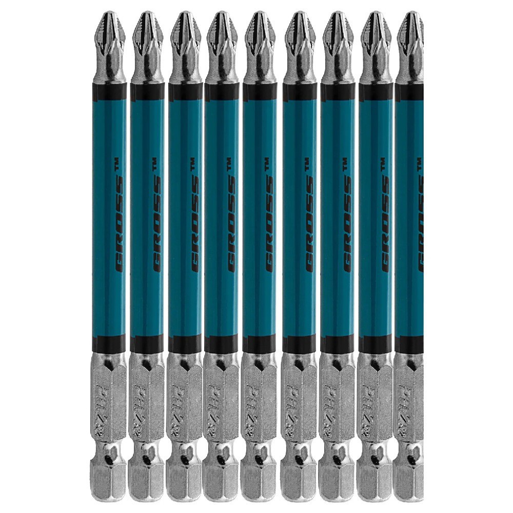 Jogo de bits phillips ph2 x 90 mm encaixe 1/4" com 10 peças - 1126356 Gross