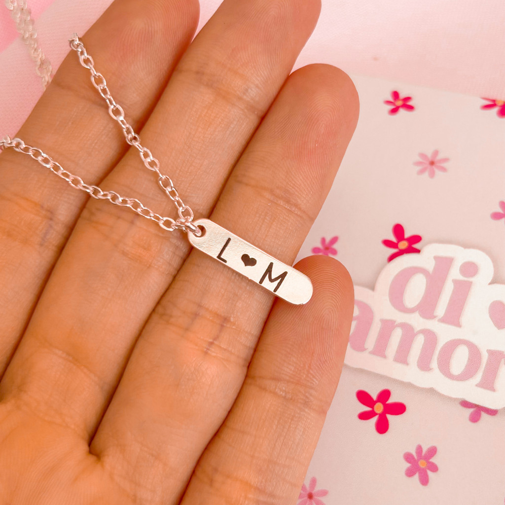 Colar para Casal Iniciais Banhado a Prata 925 em Oferta na Shopee