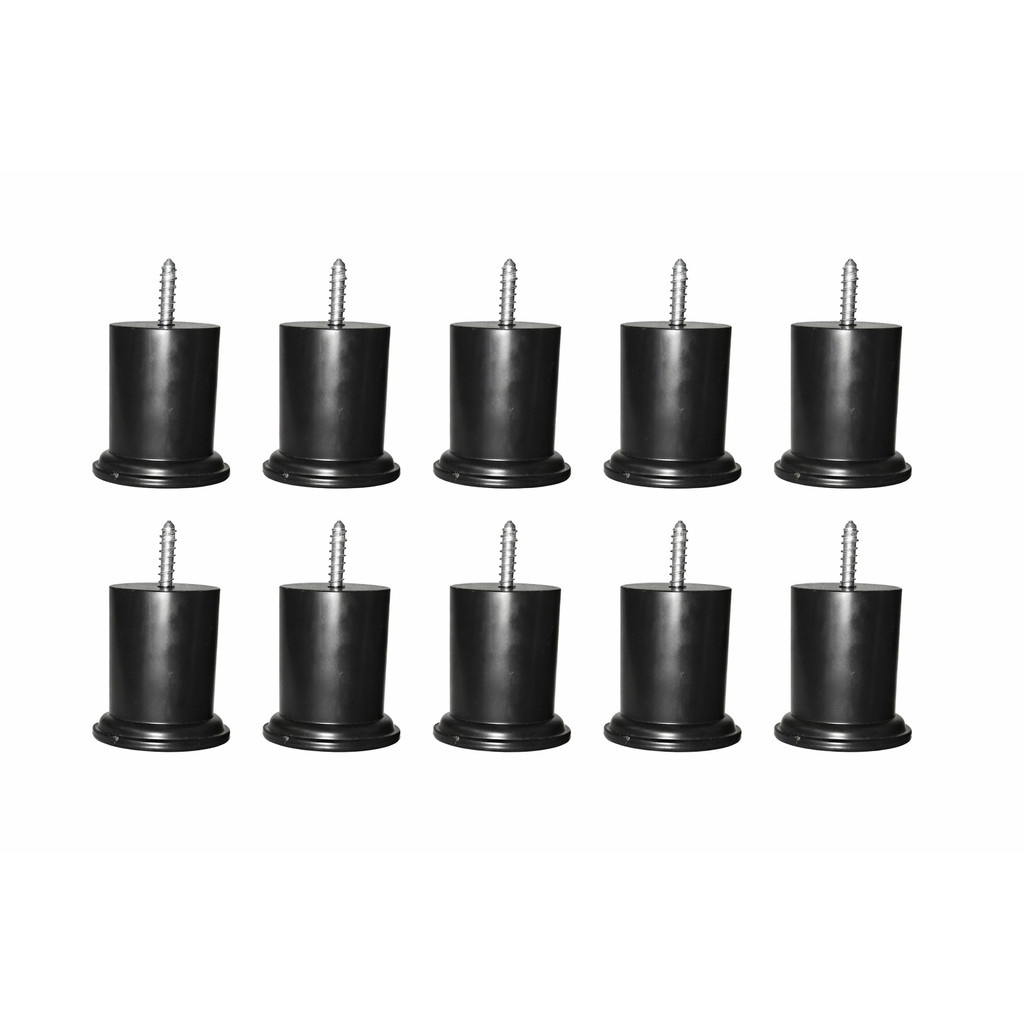 Pé Para Cama Box e Sofá 6cm de Altura Resistente Preto Redondo Kit 4 unidades