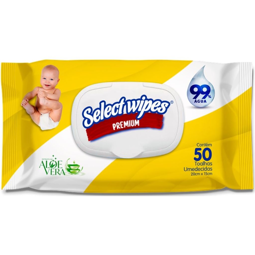 Lenços Umedecidos Select Wipes Premium Com 50 Unidades em Oferta na Shopee