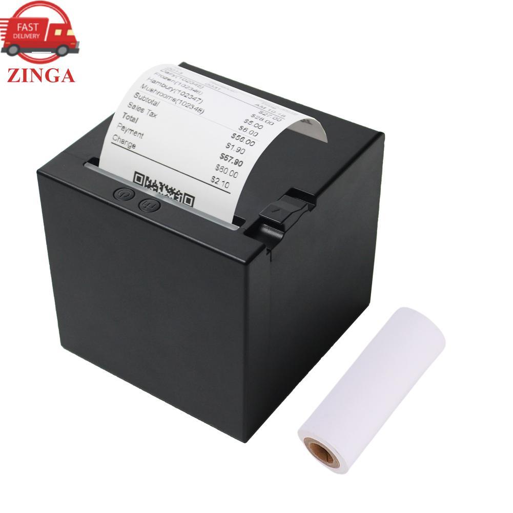 Zinga Impressora térmica de recibos de 80 mm Máquina de impressão de mesa USB + WIFI Interface Ethernet Caixa de papel