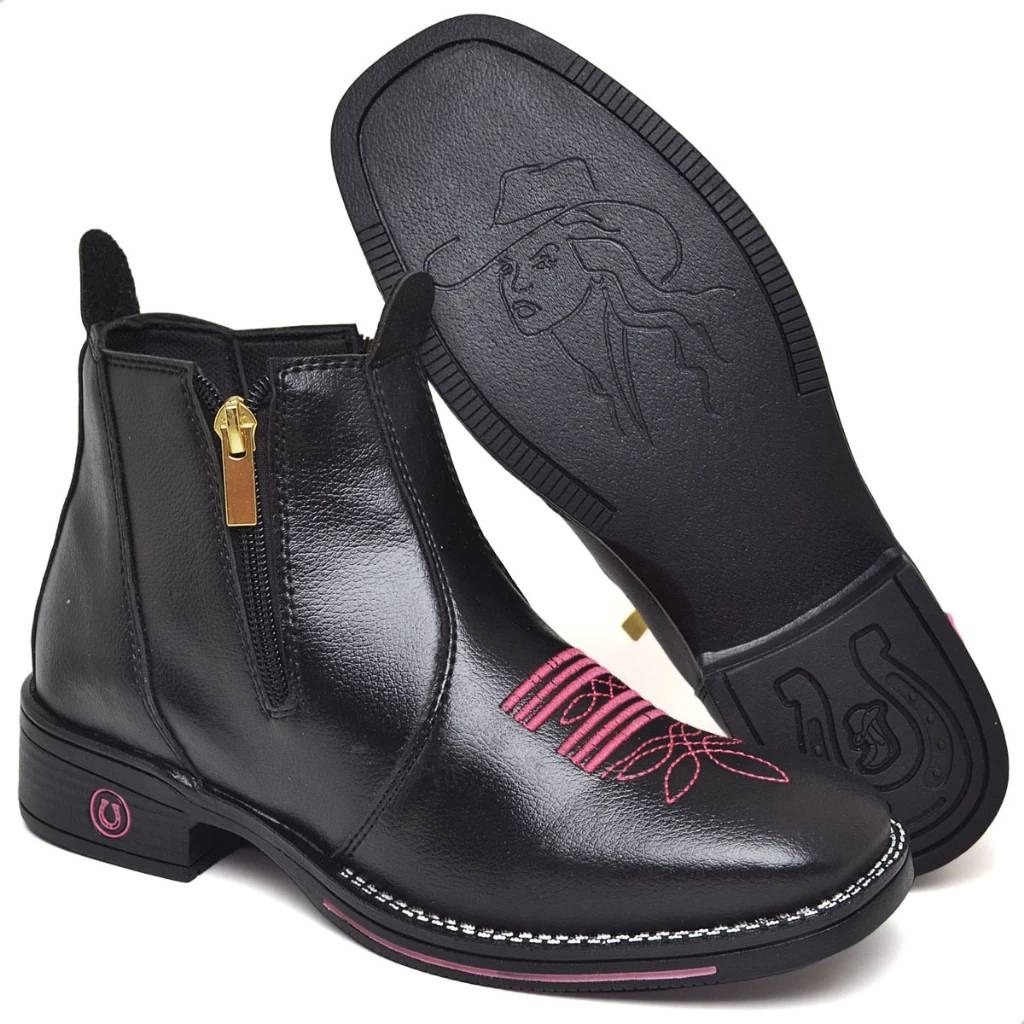 Bota Botina Feminina Estilo Texana Estilosa Moderna Confortável Cano Curto