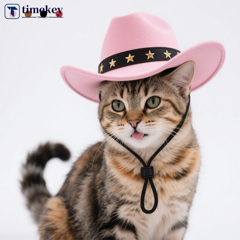 Chapéu de Cowboy Divertido para Cães de Estimação TIMEKEY, Vestuário de Outono e Inverno, Adequado para Cães e Gatos Peq