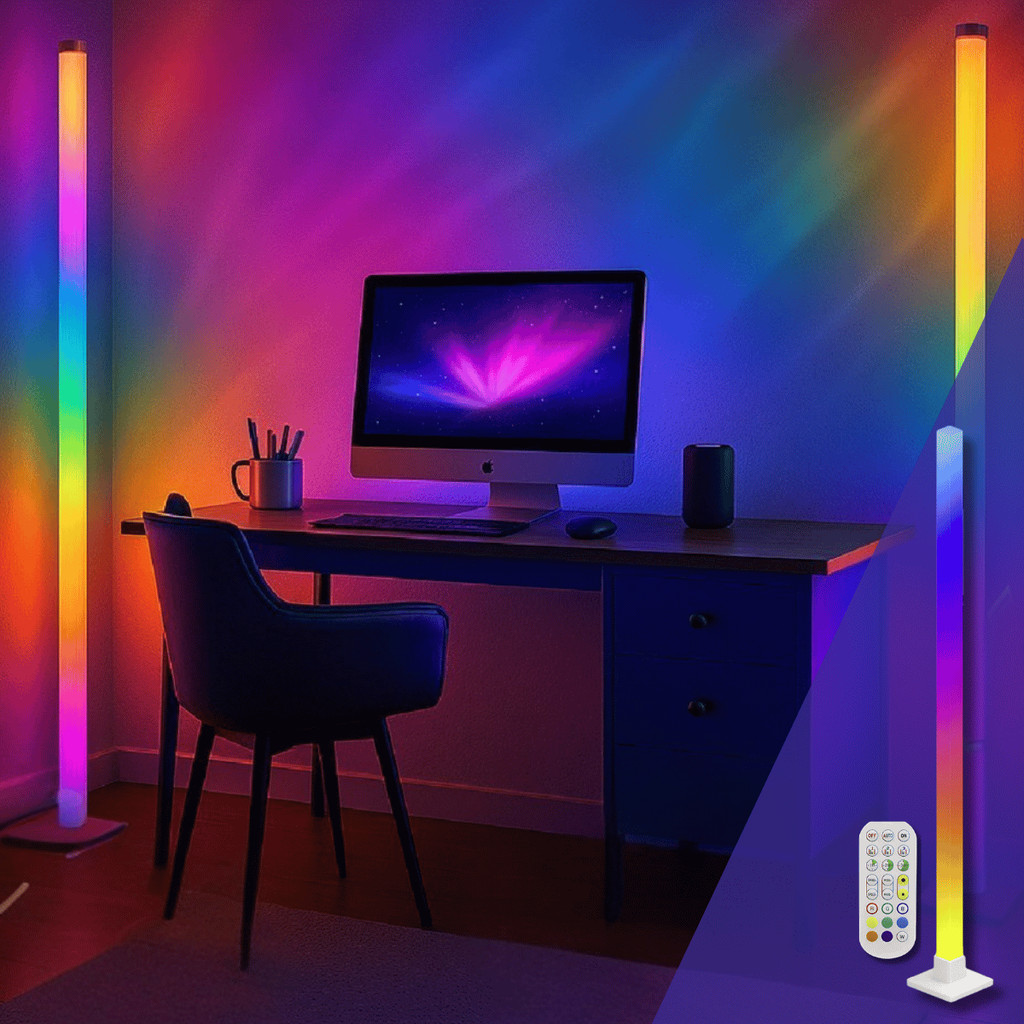 Luminária De Chão LED Modo Musica 5050 RGBIC Iluminação De Canto Quarto Sala Mesa Gamer Decoração