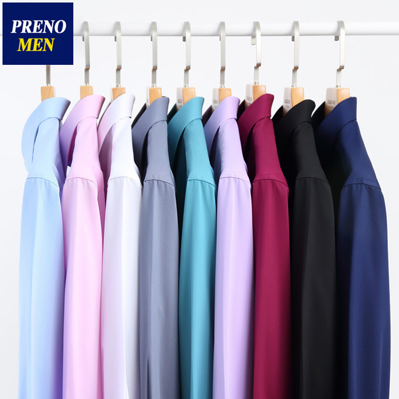 2026 primavera camisa de cor sólida masculina de manga comprida negócios Casual profissional Wear camisa branca camisa d