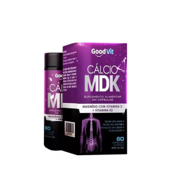 Vitamina Cálcio MDK 500mg com Magnésio e Vitamina D3 60 Cápsulas Goodvit
