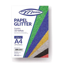 Papel glitter A4 180g pacote com 10 folhas Menno