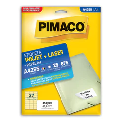 Etiqueta inkjet/laser A4255 com 25 folhas Pimaco