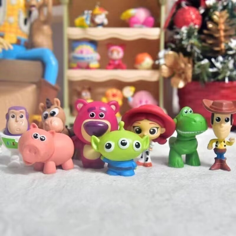 8pcs/set Toy Story Anime Figura Buzz Lightyear Jessie Woody Alien Coleção Brinquedo