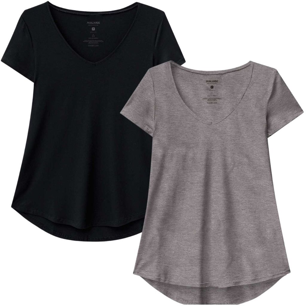 Kit 2 Blusa Baby Look Feminina Mullet Viscose Elastano Malwee