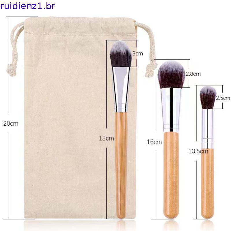 Conjunto de pincéis de maquiagem com cabo de bambu, 11 peças, saco de armazenamento de linho, ferramentas de maquiagem,