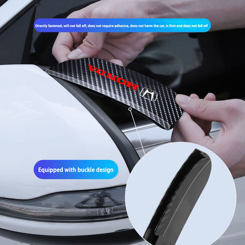 Acessórios de Decoração Automotiva Honda: Protetor de Espelho Retrovisor em Fibra de Carbono, Alta Eficiência à Prova de