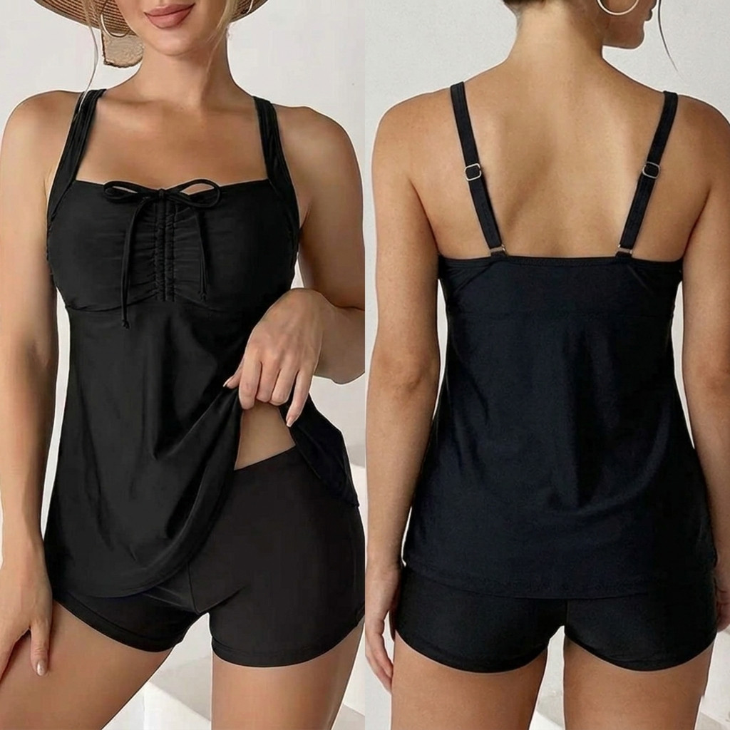 Tankini Camisa Regata Bojo Remove Alça Regula Com Short Forrado