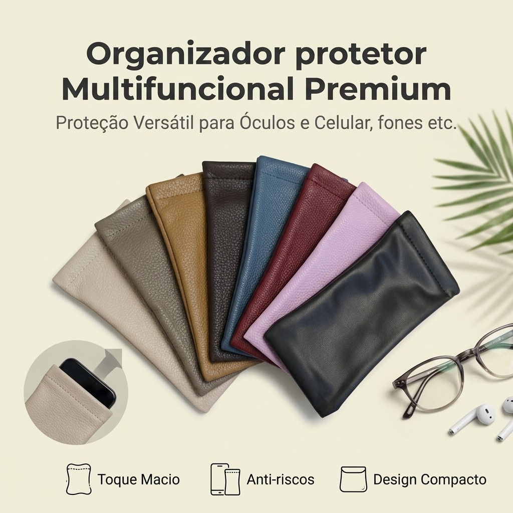 kit 04 Porta óculos. óculos de sol e grau. + flanelinha. em Oferta na Shopee