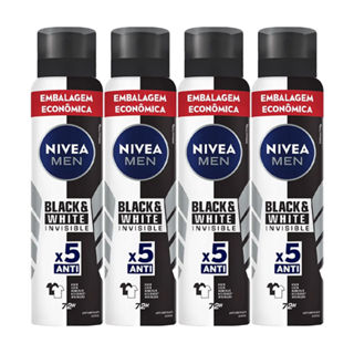 Kit Desodorante Aerosol Nívea Black & White Masculino 200ml - 4 unidades em Oferta na Shopee