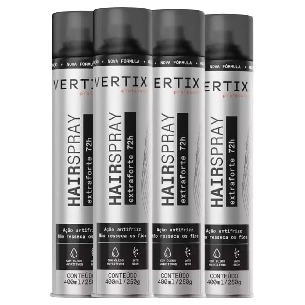Kit Hair Spray Fixador Vertix Extra Forte 400ml - 4 Unidades